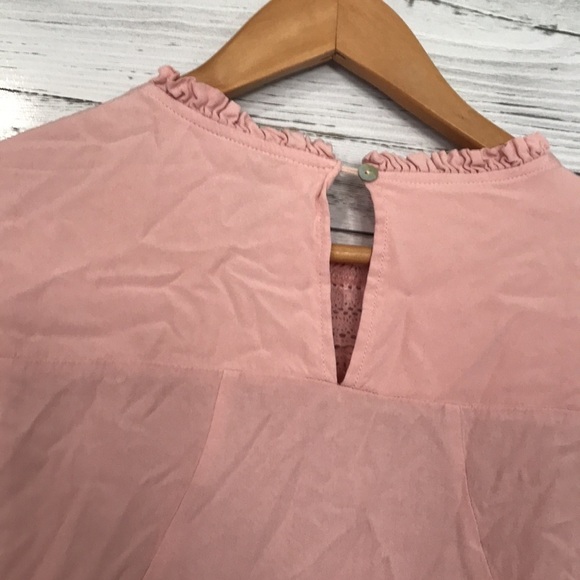 Grace + Karma ruffle crochet babydoll bohemian shirt size L loose fit pink - Picture 7 of 11